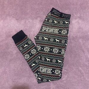 🔥4/20! PINK Christmas pj leggings. Size S